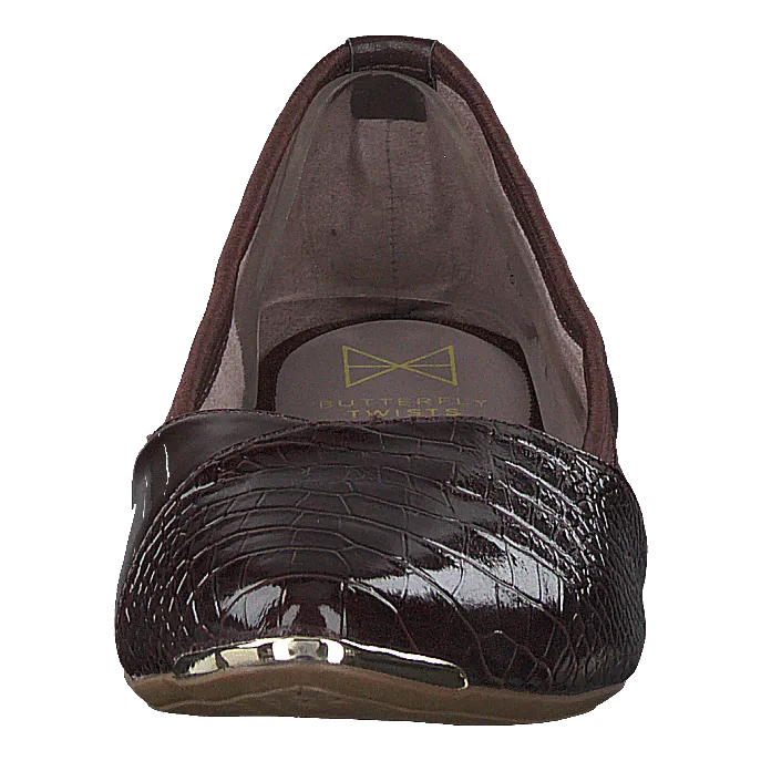 Butterfly Twists zapatos Ivy Brown Patent Croc