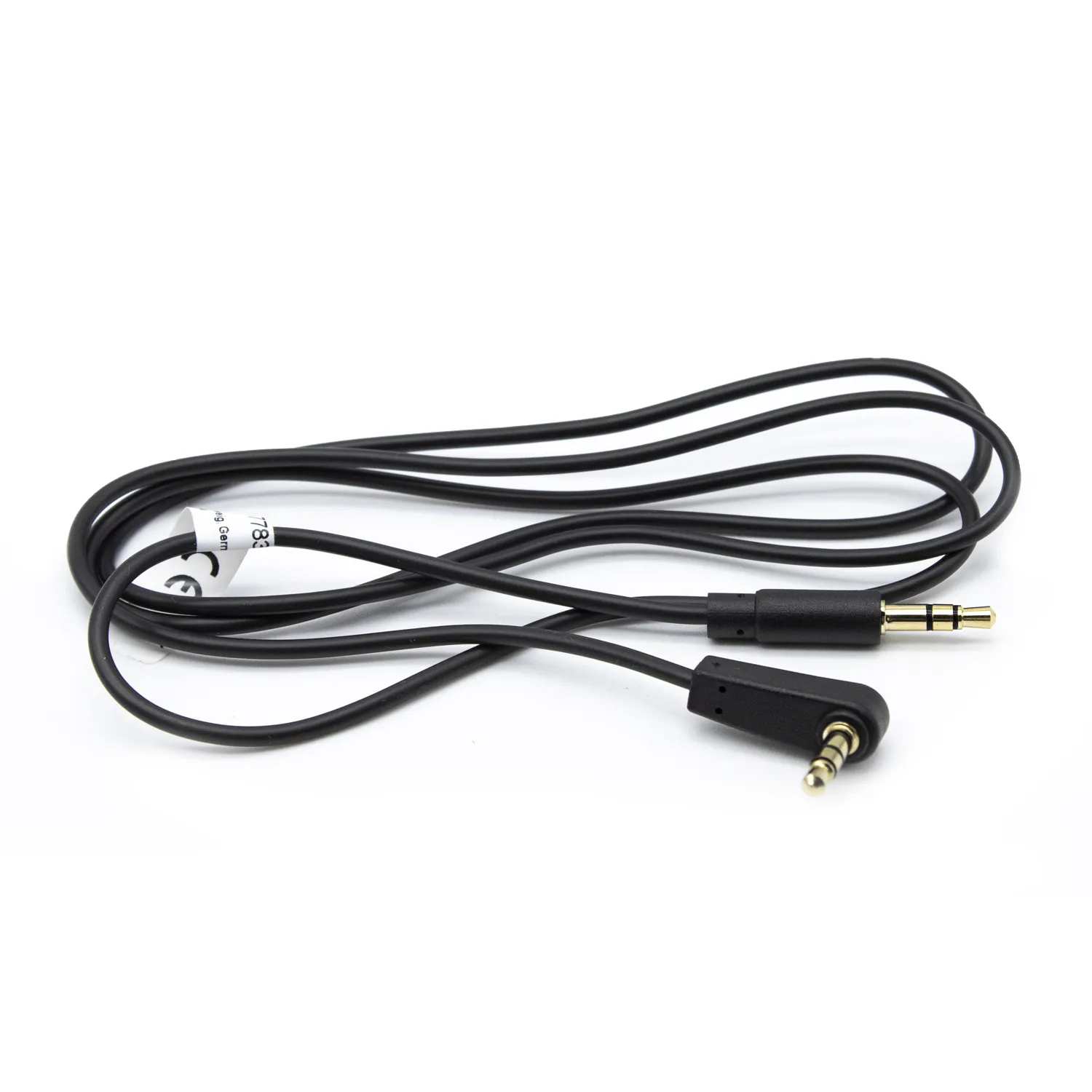 Cable De Audio Estereo Jack 3.5 Macho Acodado Dorado 0.50 M Negro