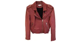 Chaqueta motera IRO Ashville en cuero rosa 