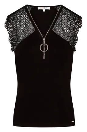 MORGAN DOBY - Top sin mangas con cuello de pico en negro