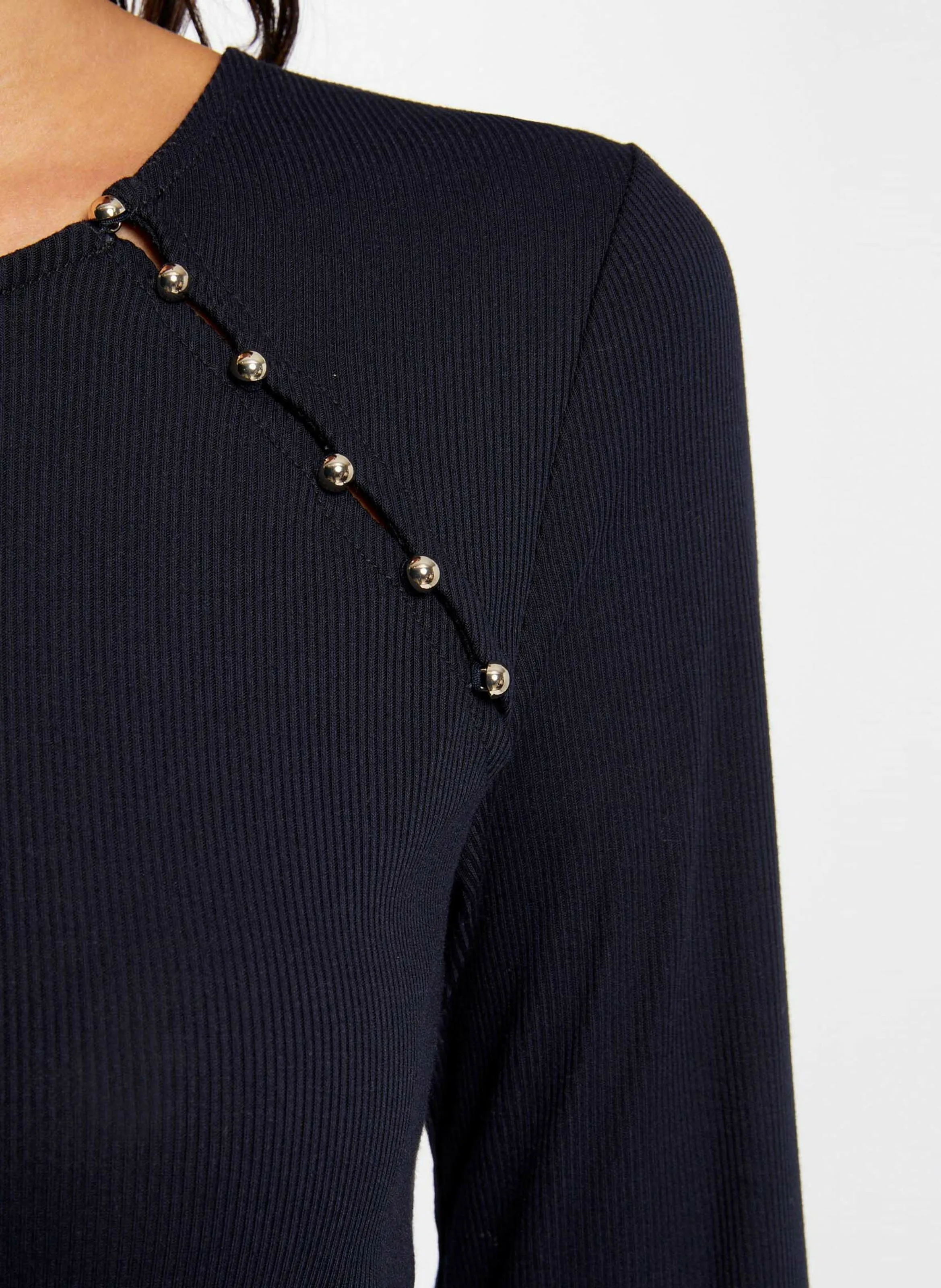 MORGAN TMILIE  CAMISETA AJUSTADA CON CUELLO REDONDO EN AZUL