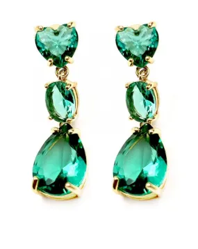 PENDIENTES LARGOS VERDES ESMERALDA MUY ELEGANTES PARA BODAS Y EVENTOS