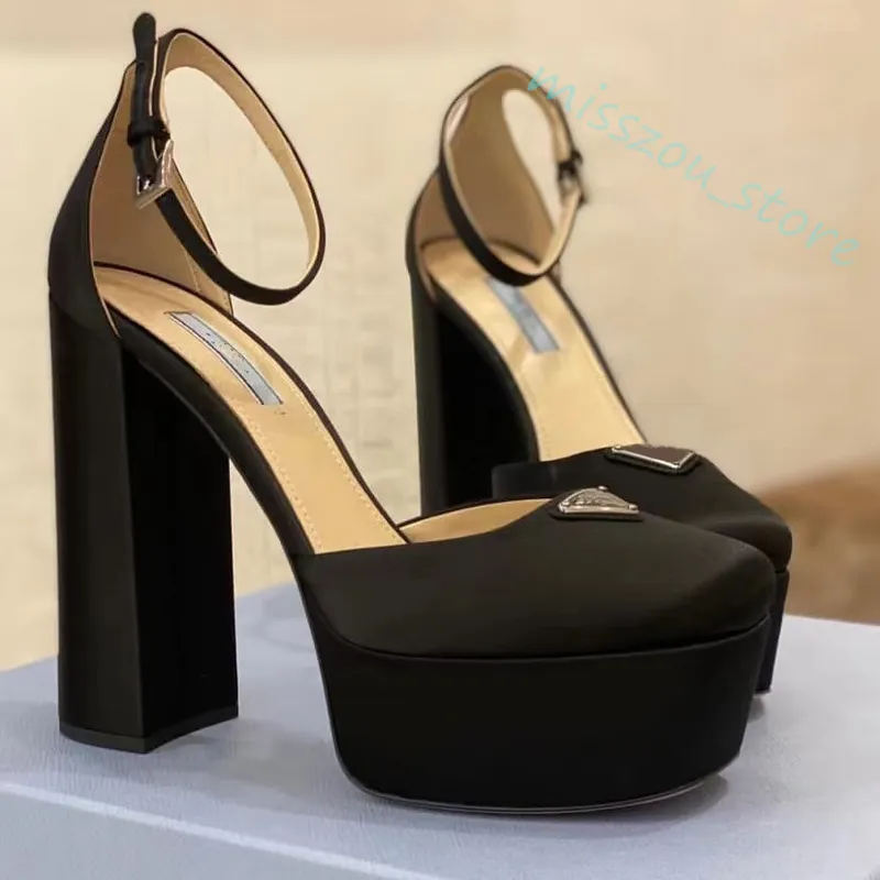 Sandalias de satén de tacón alto Zapatos de plataforma de satén Crystal mujer Tacón alto 100% cuero real Suela dérmica Begonia P